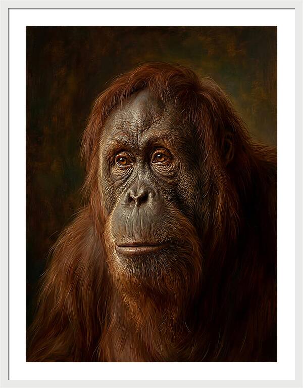 Orangutan Portrait In Realism