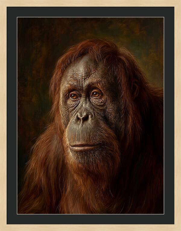 Orangutan Portrait In Realism