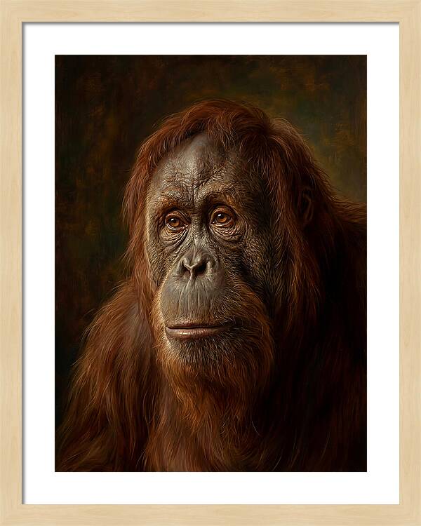 Orangutan Portrait In Realism