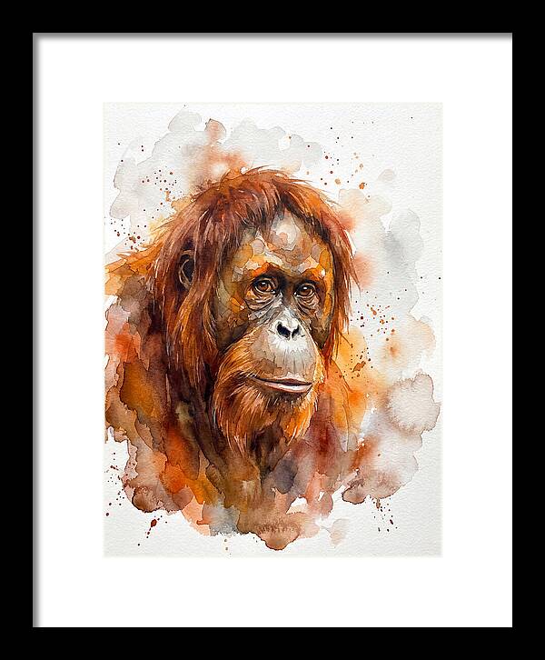 Orangutan Watercolor Portrait