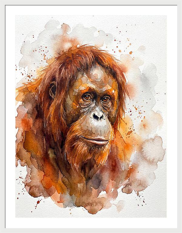 Orangutan Watercolor Portrait