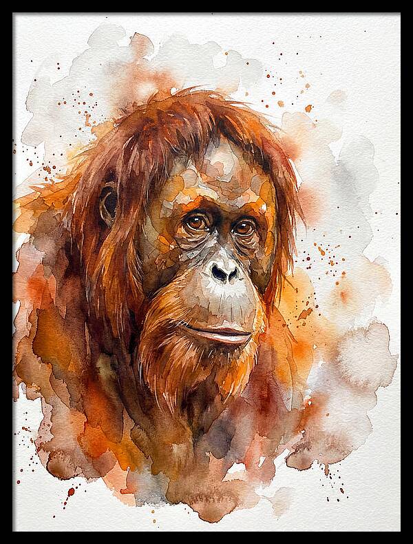 Orangutan Watercolor Portrait