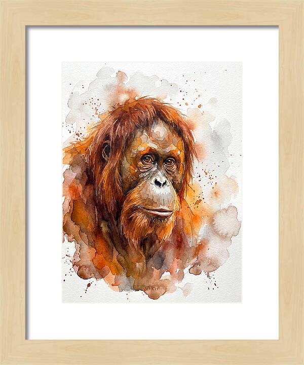 Orangutan Watercolor Portrait