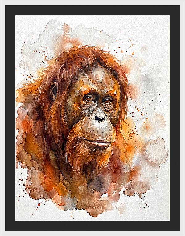 Orangutan Watercolor Portrait