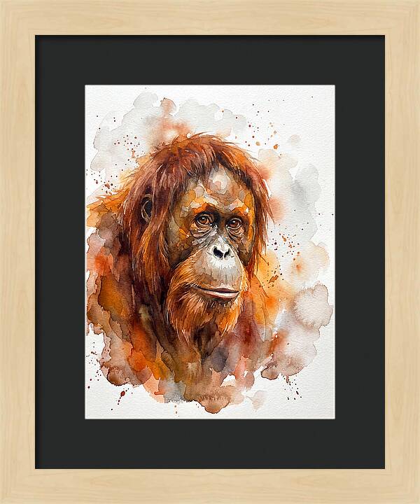 Orangutan Watercolor Portrait