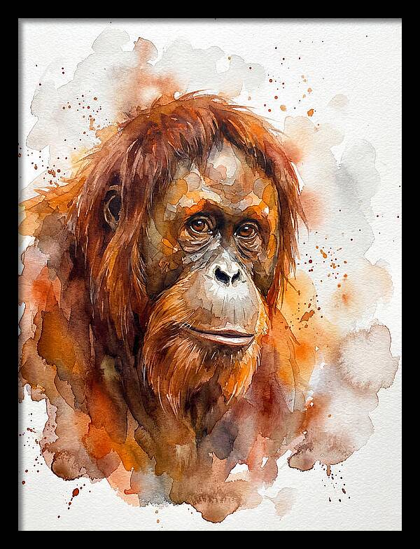 Orangutan Watercolor Portrait