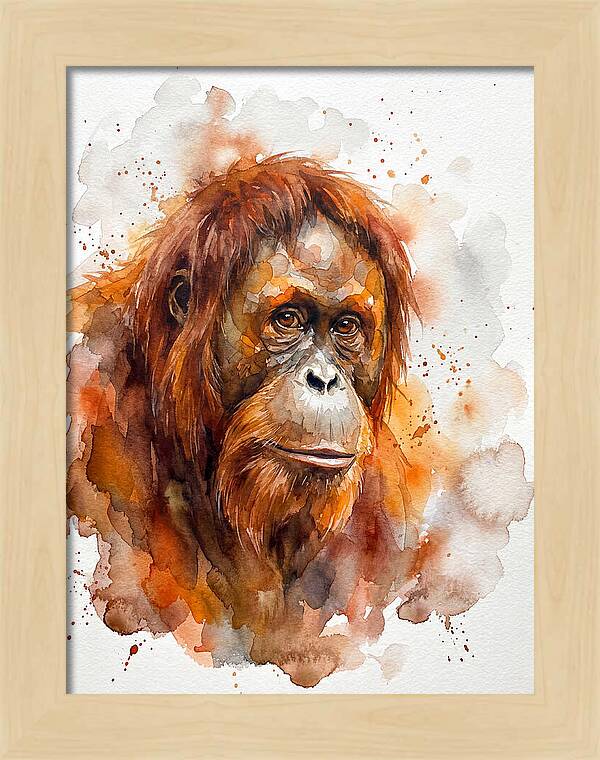 Orangutan Watercolor Portrait