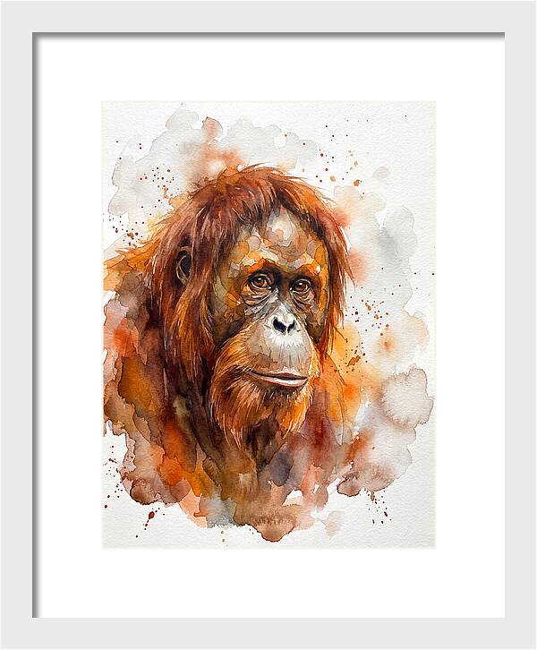 Orangutan Watercolor Portrait