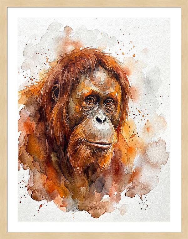 Orangutan Watercolor Portrait