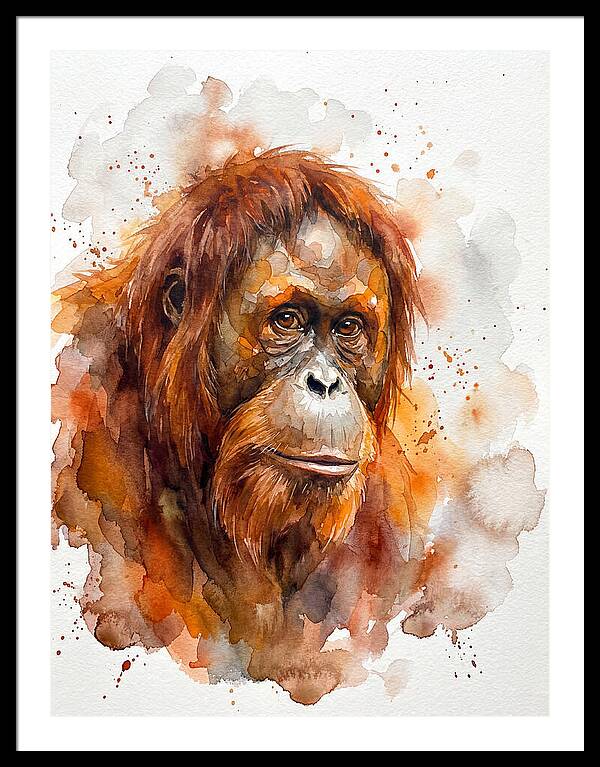 Orangutan Watercolor Portrait