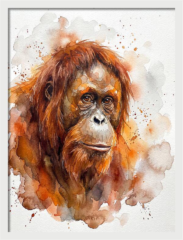 Orangutan Watercolor Portrait