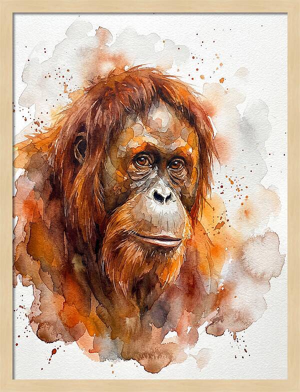 Orangutan Watercolor Portrait