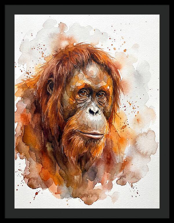 Orangutan Watercolor Portrait
