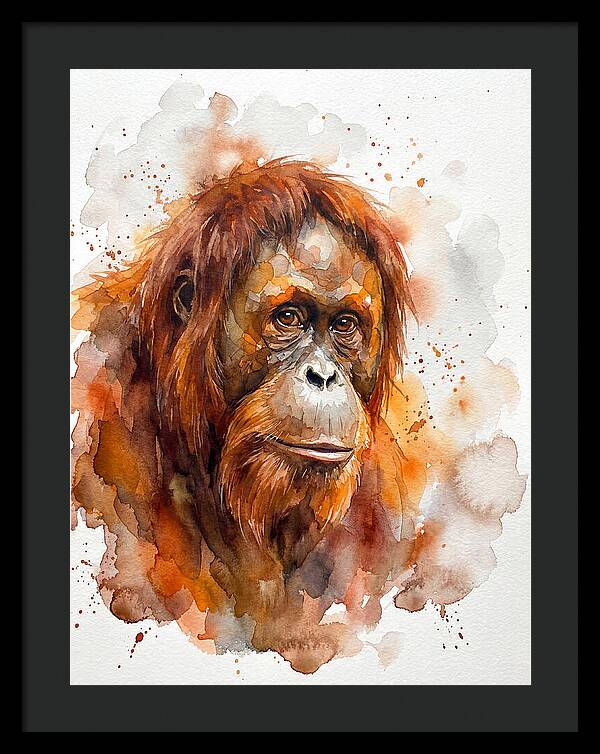Orangutan Watercolor Portrait