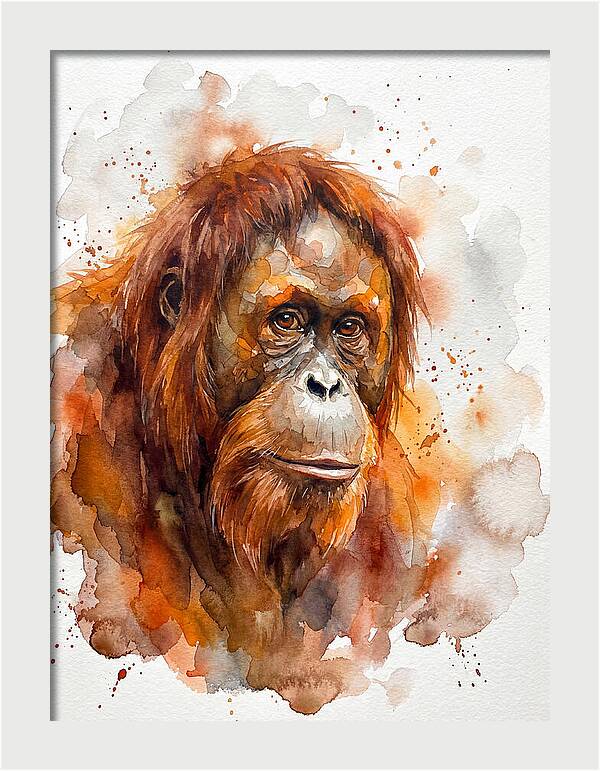 Orangutan Watercolor Portrait