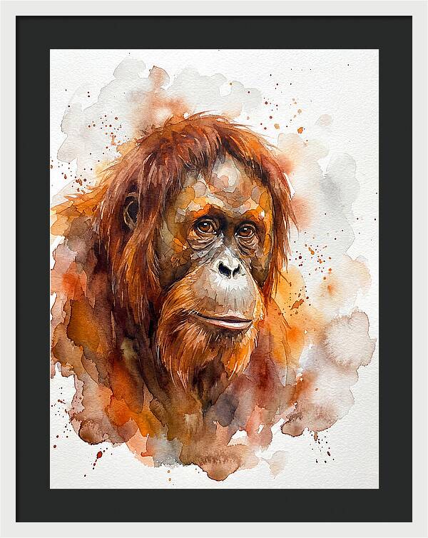 Orangutan Watercolor Portrait