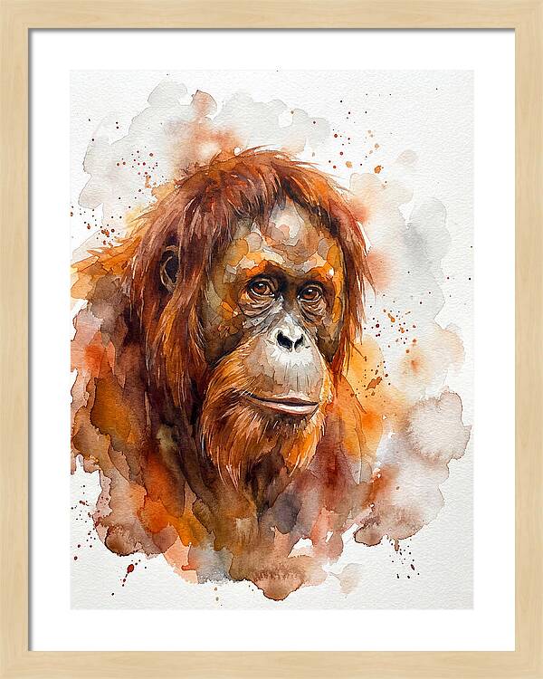 Orangutan Watercolor Portrait