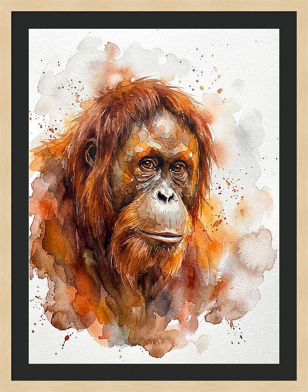 Orangutan Watercolor Portrait