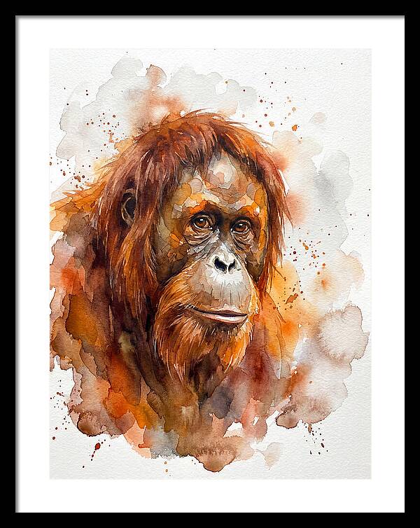 Orangutan Watercolor Portrait