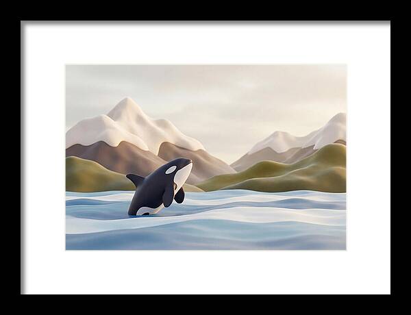 Orca Breaching With Mountains