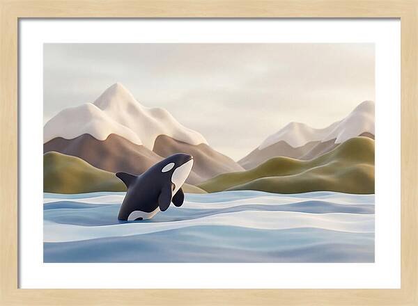 Orca Breaching With Mountains
