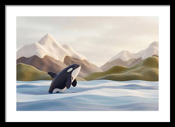 Orca Breaching With Mountains