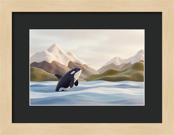Orca Breaching With Mountains