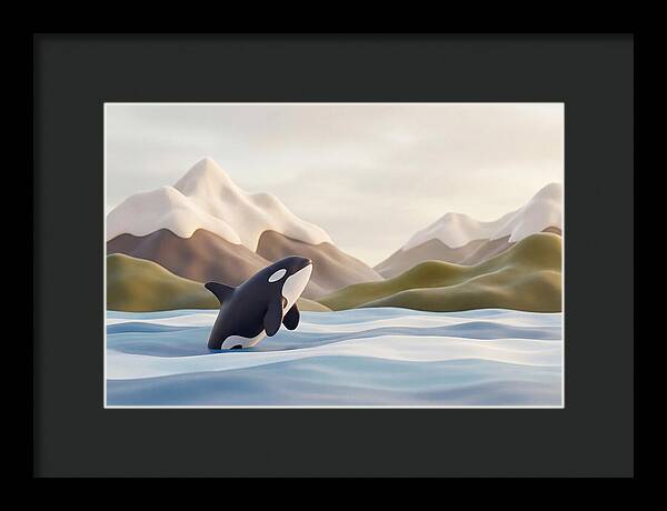 Orca Breaching With Mountains