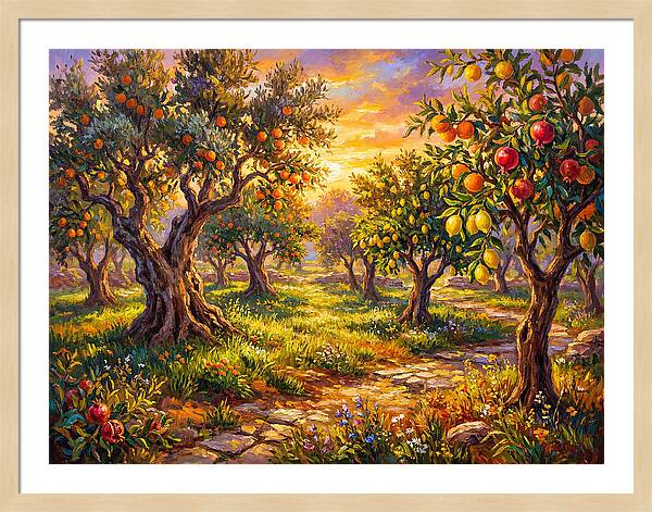 Orchard Serenity At Sunset