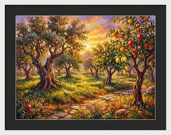 Orchard Serenity At Sunset