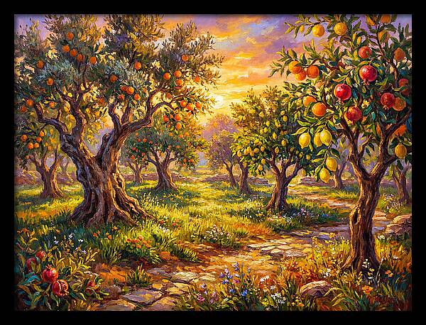 Orchard Serenity At Sunset