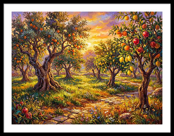 Orchard Serenity At Sunset