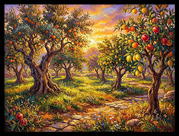 Orchard Serenity At Sunset