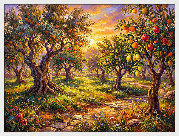 Orchard Serenity At Sunset