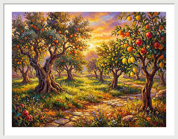 Orchard Serenity At Sunset