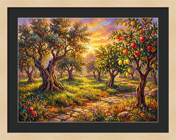 Orchard Serenity At Sunset