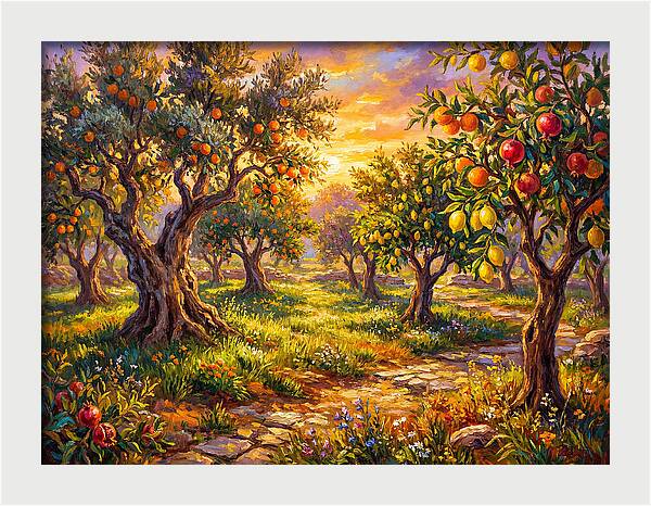 Orchard Serenity At Sunset