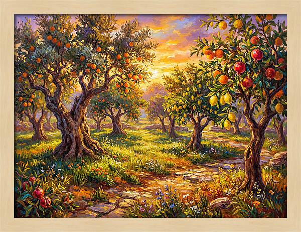 Orchard Serenity At Sunset
