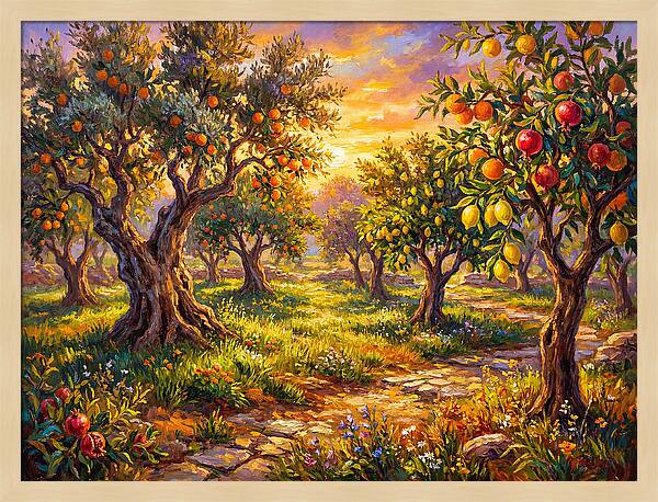 Orchard Serenity At Sunset