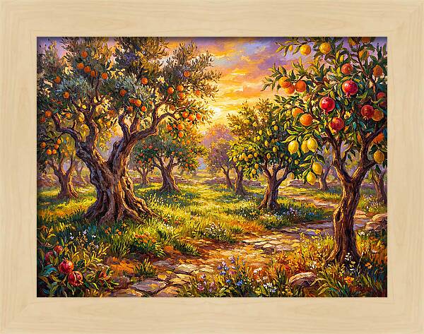 Orchard Serenity At Sunset