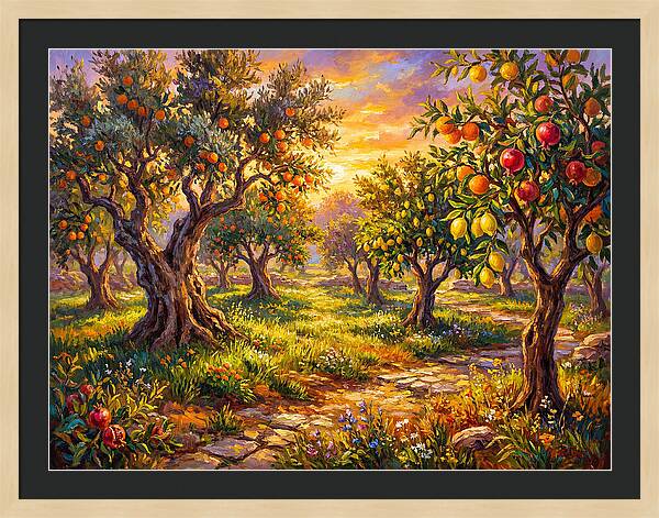 Orchard Serenity At Sunset
