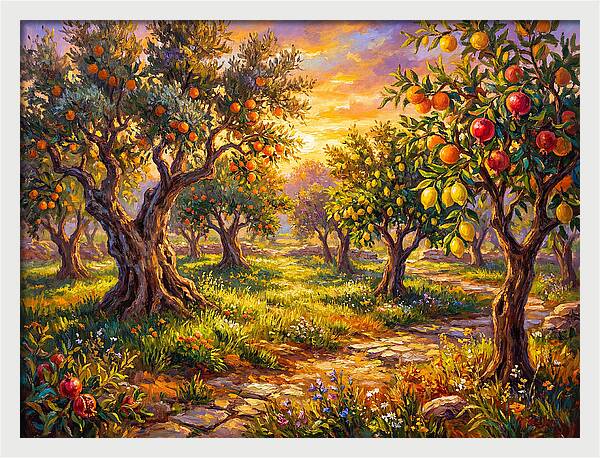 Orchard Serenity At Sunset