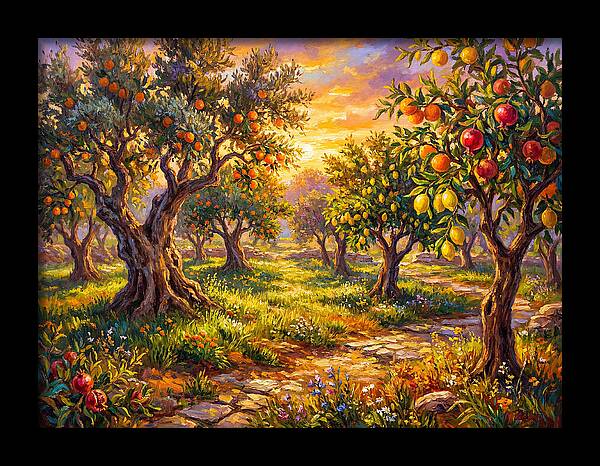 Orchard Serenity At Sunset