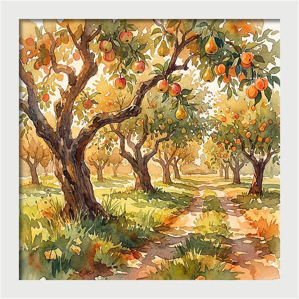 Orchard Serenity In Watercolor