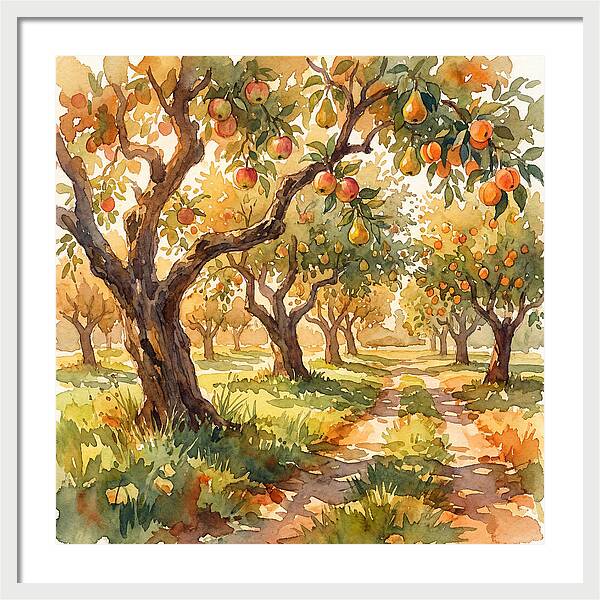 Orchard Serenity In Watercolor