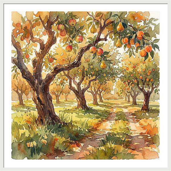 Orchard Serenity In Watercolor