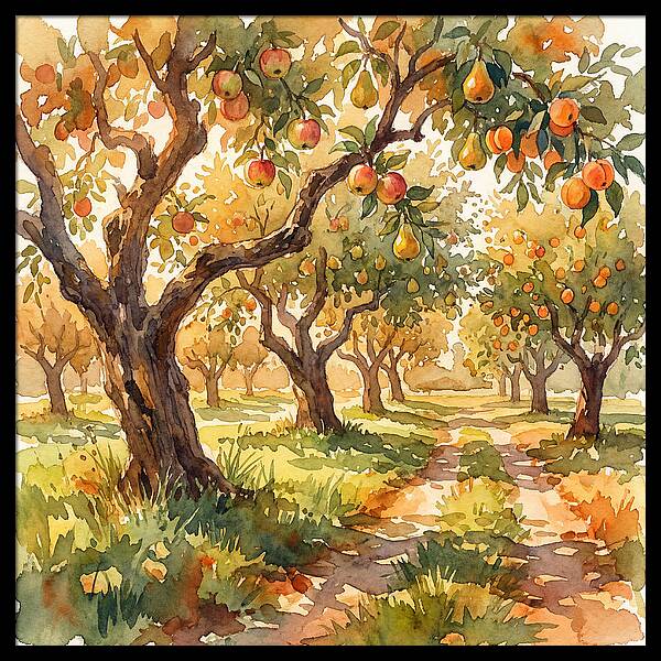Orchard Serenity In Watercolor