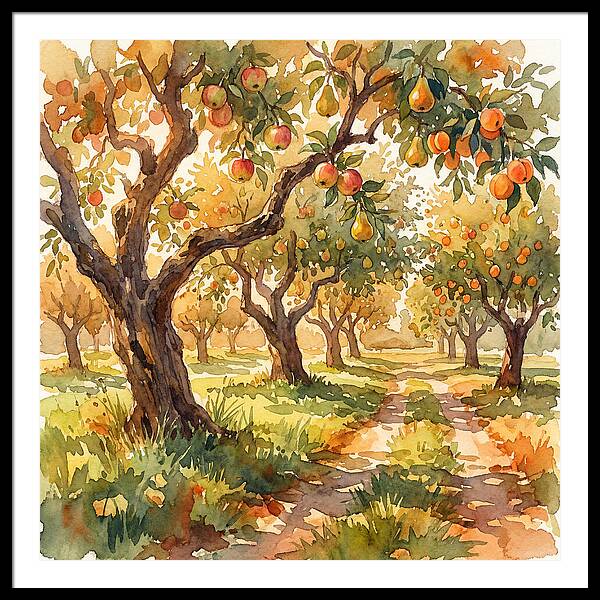 Orchard Serenity In Watercolor