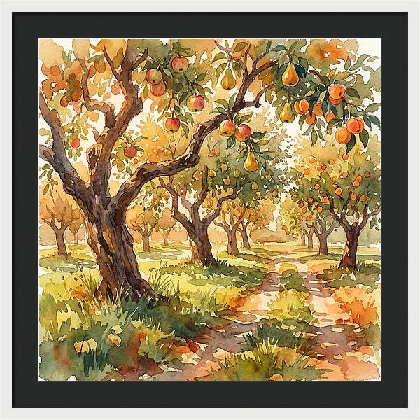 Orchard Serenity In Watercolor