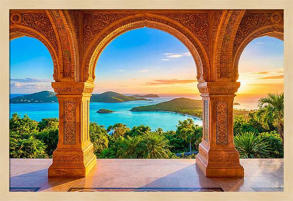 Ornamental Arch Framing Distant View